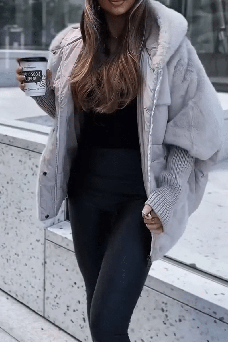 Lavinque Jacket Gris / S Doudoune Oversize avec Fausse Fourrure | Chaleur & Élégance | Style Hivernal Tendance