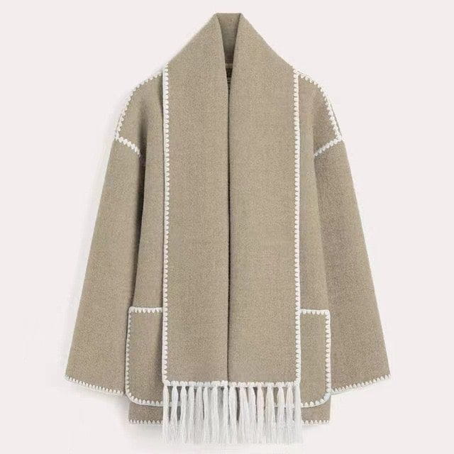 Lavinque Jacket Gris / S Manteau Cape avec Écharpe Intégrée | Élégance | Chaleur et Confort