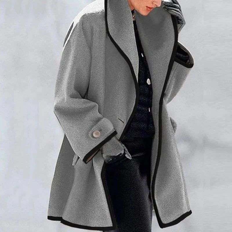 Lavinque Jacket Gris / S Manteau Élégant à Bordures Contrastées | Chic & Chaleur | Idéal pour l’Hiver