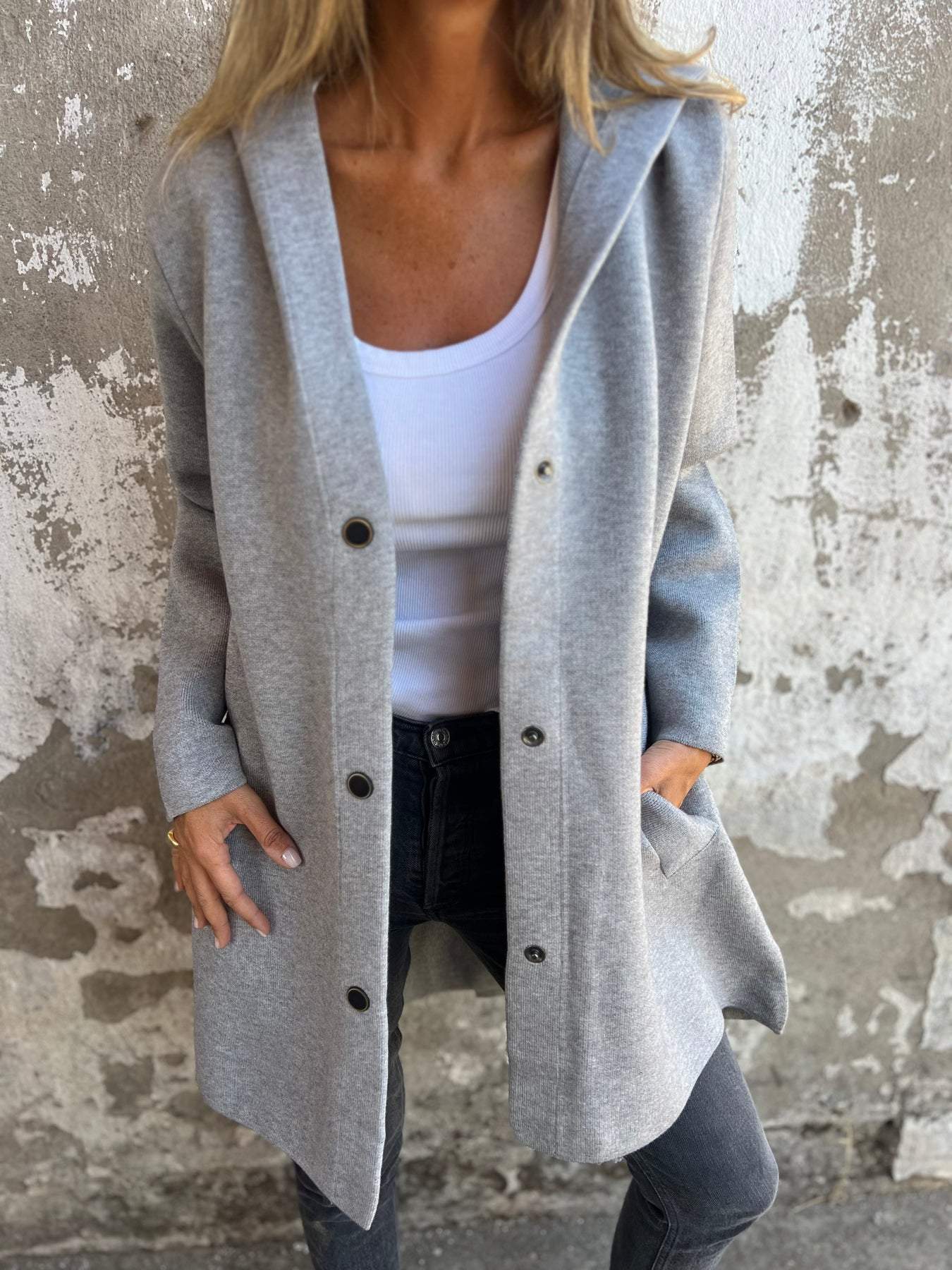 Lavinque Jacket Gris / S Manteau Long à Capuche | Élégance Décontractée | Confort & Chaleur