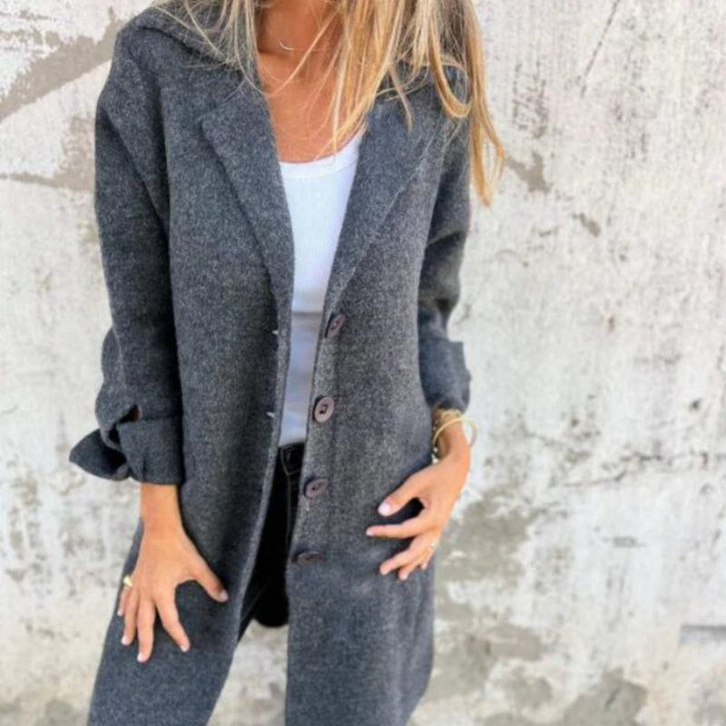 Lavinque Jacket Gris / S Manteau Long Boutonné | Élégance & Confort | Tendance Automne-Hiver