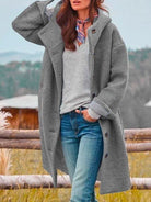 Lavinque Jacket Gris / S Manteau Long en Laine Bouclée | Élégance & Chaleur | Style Décontracté-Chic