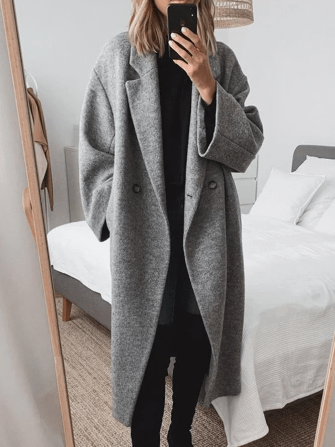 Lavinque Jacket Gris / S Manteau Long Femme | Oversize & Élégant | Chaleur et Style Intemporel