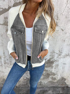 Lavinque Jacket Gris / S Veste Bomber Bimatière | Denim et Blanc | Style Urbain et Tendance