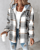 Lavinque Jacket Gris / S Veste Chemise à Capuche | Tendance & Confort | Motif Carreaux