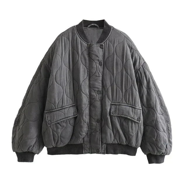 Lavinque Jacket Gris / XS Blouson Matelassé Oversize | Confort | Tendance et Urbain