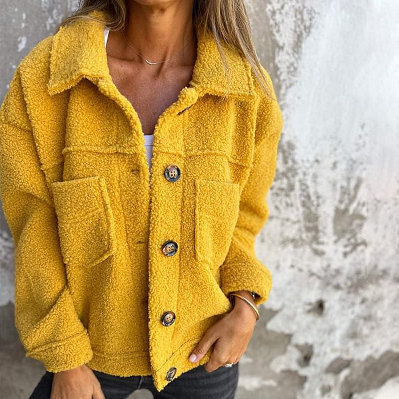 Lavinque Jacket Jaune / S Veste Femme | Effet Mouton & Douceur | Chaleur et Style Décontracté
