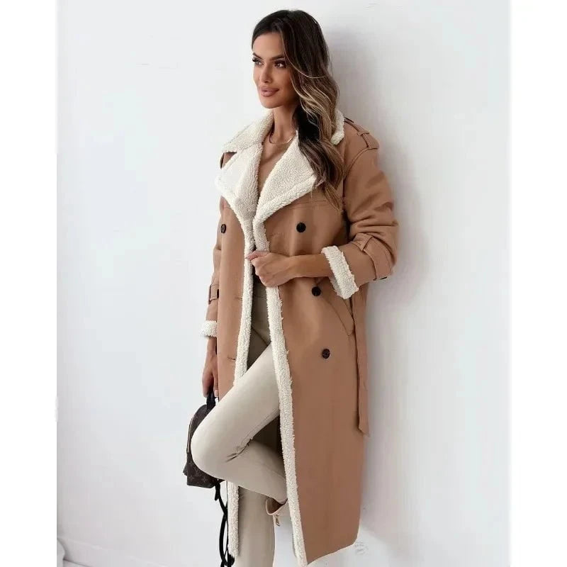 Lavinque Jacket Kaki / S Manteau Long Hiver | Simili Cuir & Fourrure | Chaud et Élégant
