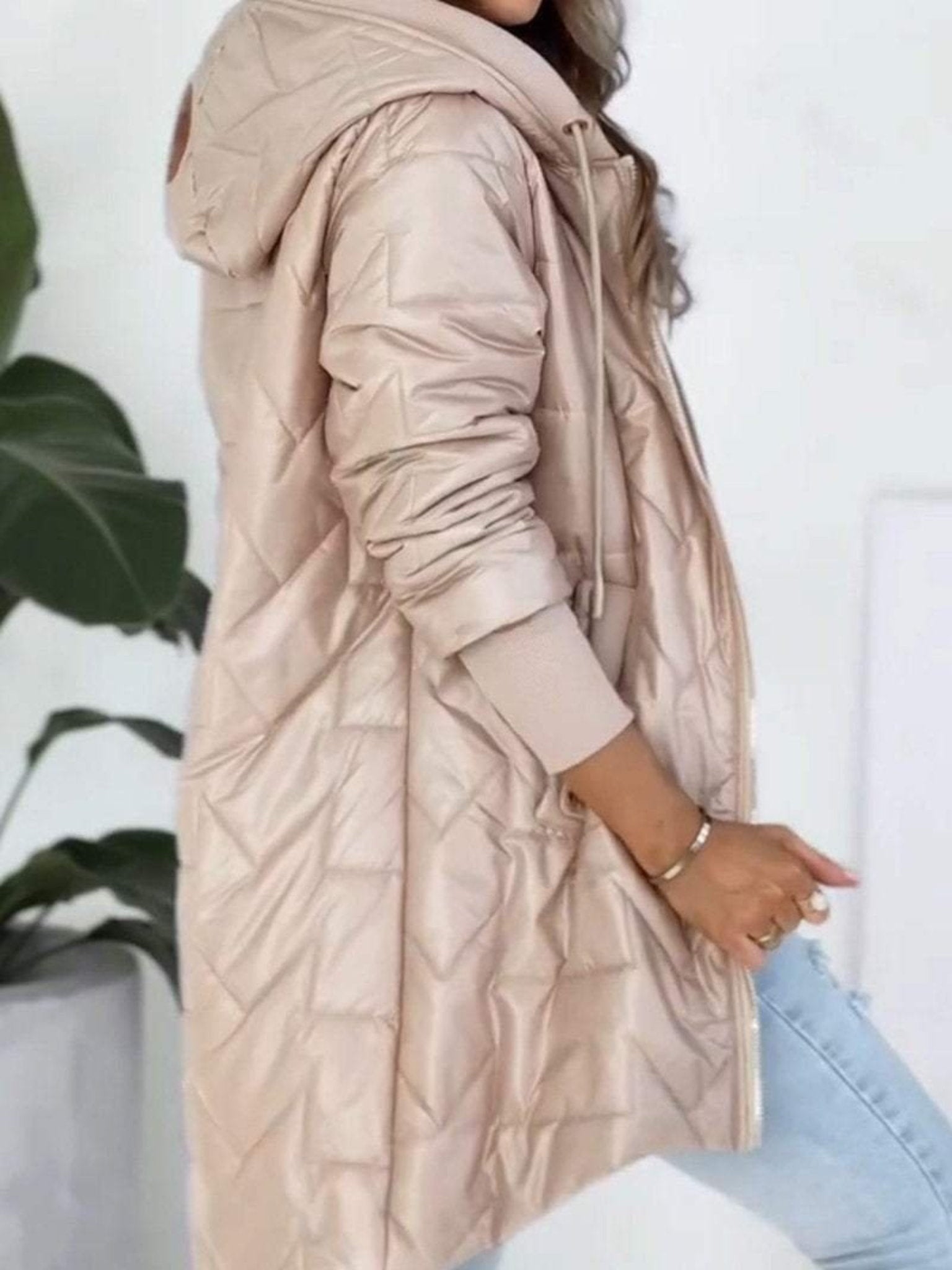 Lavinque Jacket Kaki / XS Manteau Long Zippé à Capuche | Confort & Élégance Décontractée