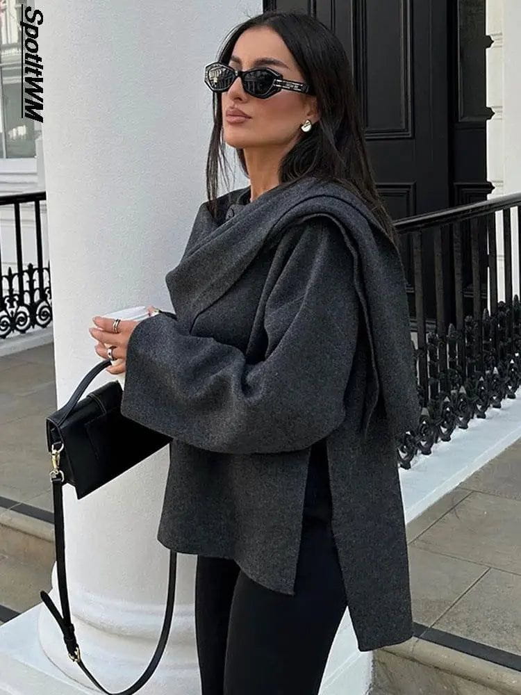 Lavinque Jacket Manteau Drapé Élégant | Coupe Oversize | Chic et Intemporel