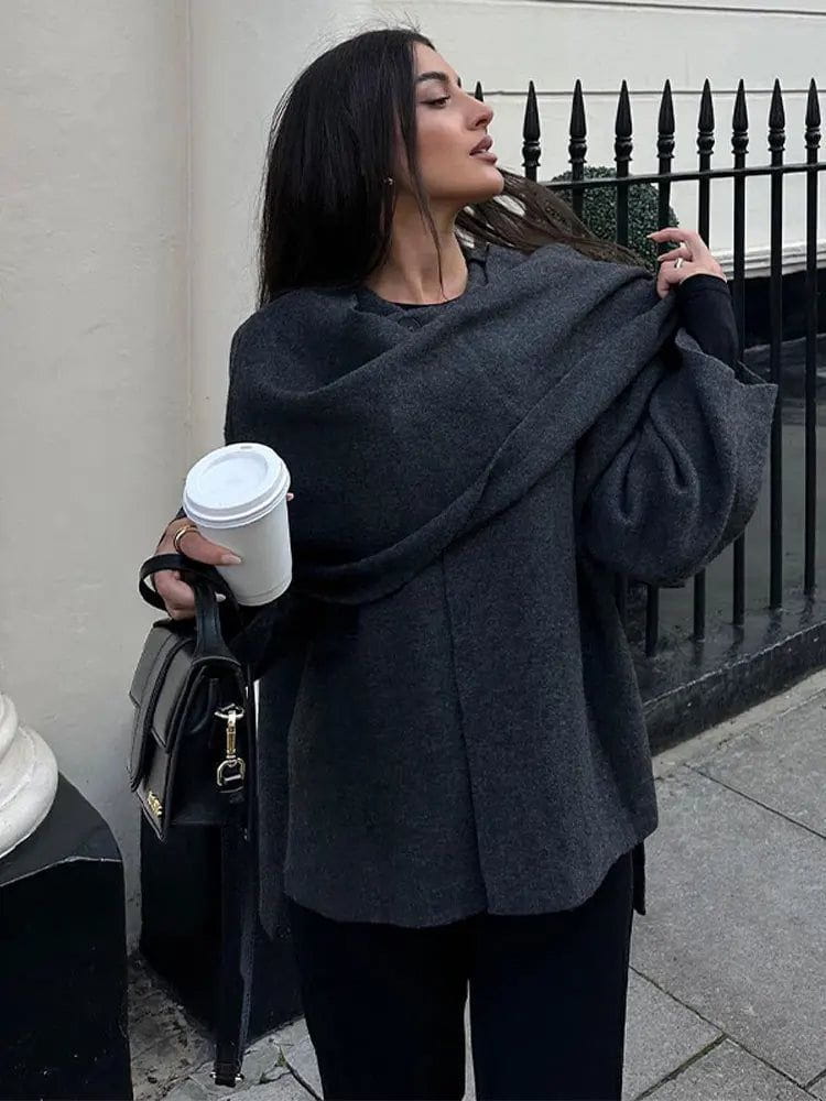 Lavinque Jacket Manteau Drapé Élégant | Coupe Oversize | Chic et Intemporel