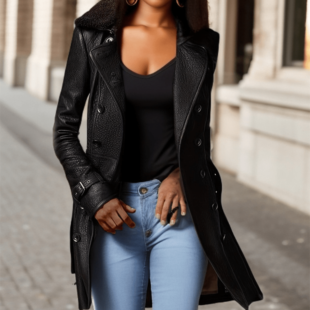 Lavinque Jacket Manteau Long en Similicuir | Élégance | Chic et Intemporel