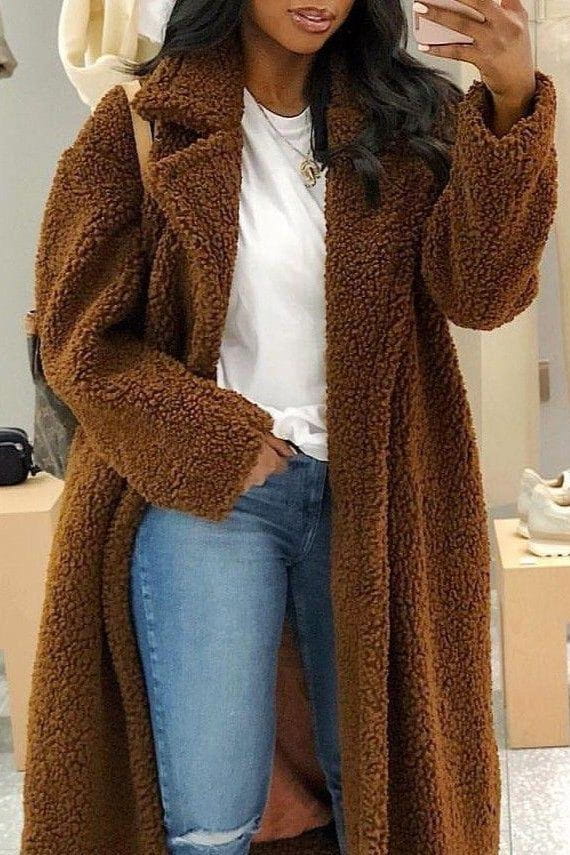 Lavinque Jacket Manteau Long Femme | Effet Mouton & Chaleur | Élégance Hivernale