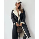 Lavinque Jacket Manteau Long Hiver | Simili Cuir & Fourrure | Chaud et Élégant