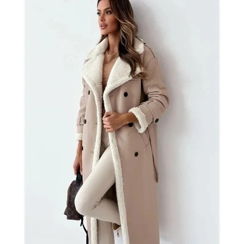 Lavinque Jacket Manteau Long Hiver | Simili Cuir & Fourrure | Chaud et Élégant