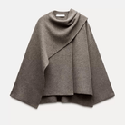 Lavinque Jacket Marron/Beige / S Poncho Femme | Élégance & Confort | Tissu Doux et Chaleureux