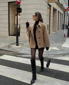 Lavinque Jacket Marron/Beige / XS Manteau Court | Élégance & Minimalisme | Tendance Automne-Hiver