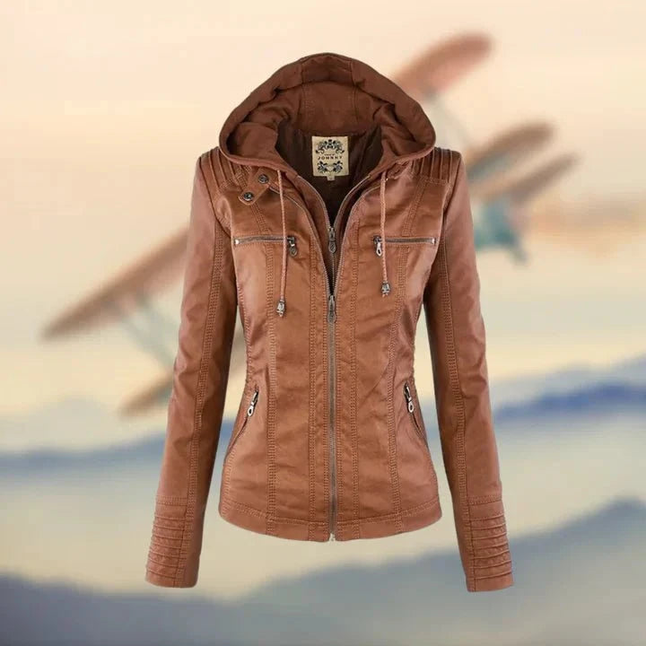 Lavinque Jacket Marron clair / S Veste Aviateur en Similicuir | Style Vintage | Élégance et Caractère