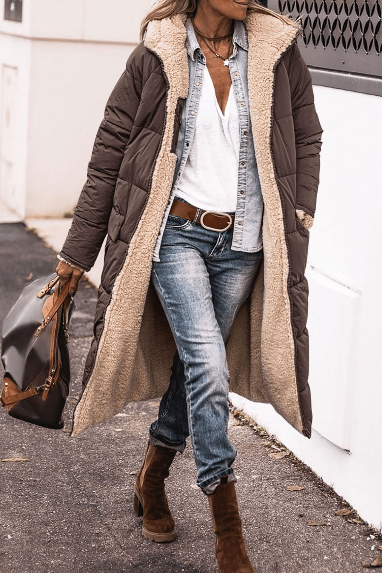 Lavinque Jacket Marron / S Doudoune Longue Doublée en Fourrure | Hiver | Chaleur et Style Décontracté