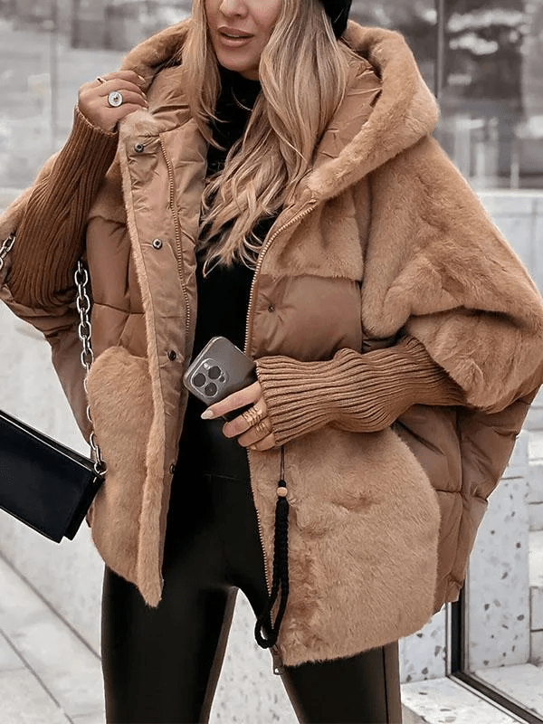 Lavinque Jacket Marron / S Doudoune Oversize avec Fausse Fourrure | Chaleur & Élégance | Style Hivernal Tendance