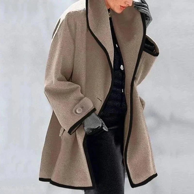 Lavinque Jacket Marron / S Manteau Élégant à Bordures Contrastées | Chic & Chaleur | Idéal pour l’Hiver