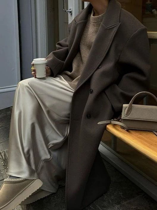 Lavinque Jacket Marron / S Manteau Long Oversize | Élégance Intemporelle | Confort & Style