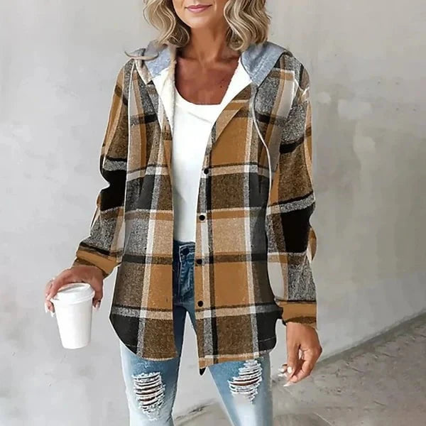 Lavinque Jacket Marron / S Veste Chemise à Capuche | Tendance & Confort | Motif Carreaux