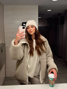 Lavinque Jacket Marron / S Veste Effet Mouton | Oversize & Ultra-Chaude | Look Cocooning