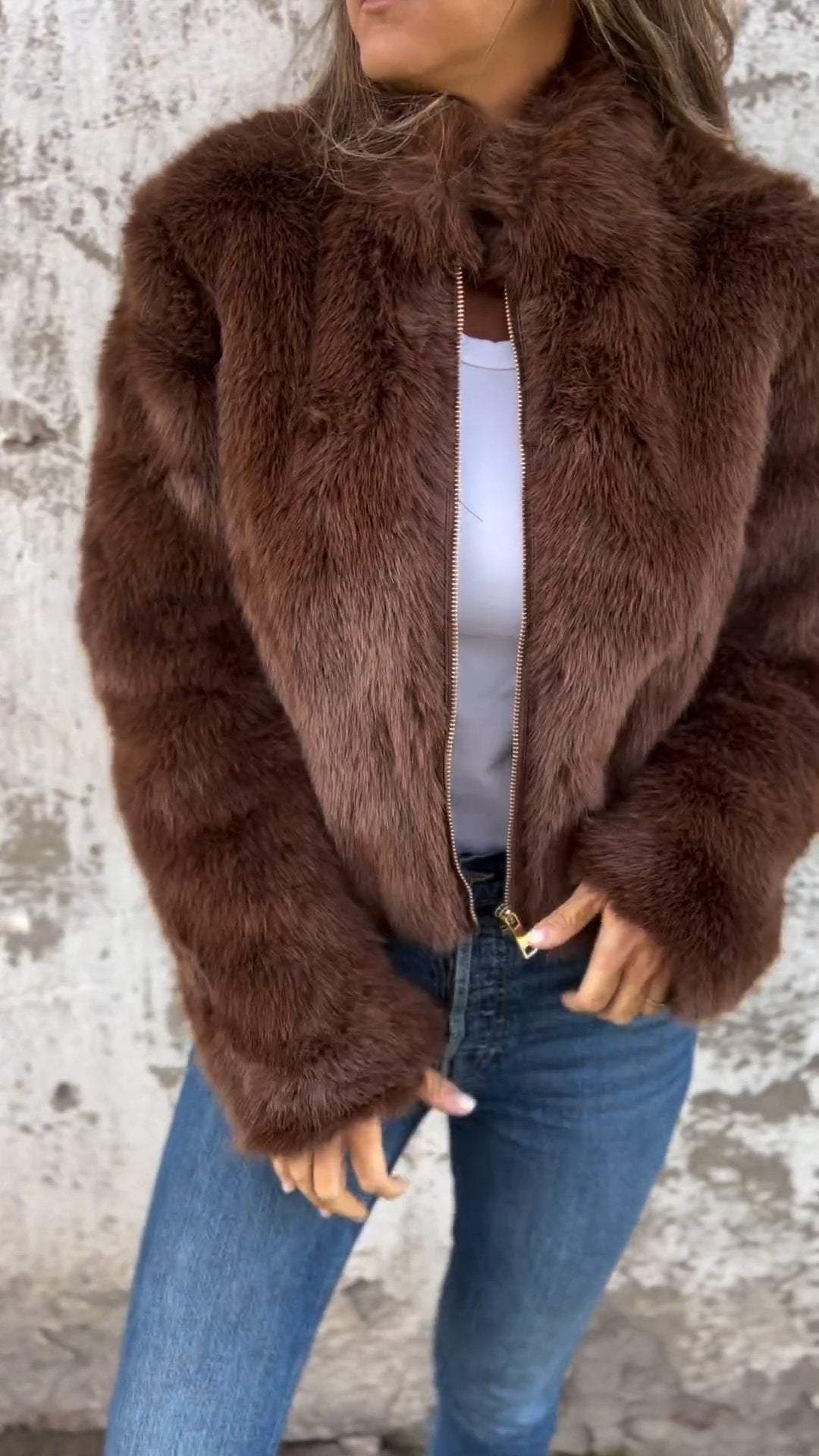 Lavinque Jacket Marron / S Veste en Fausse Fourrure | Luxe | Douce et Élégante
