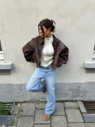 Lavinque Jacket Marron / S Veste Oversize Femme | Effet Cuir & Style Urbain | Look Tendance