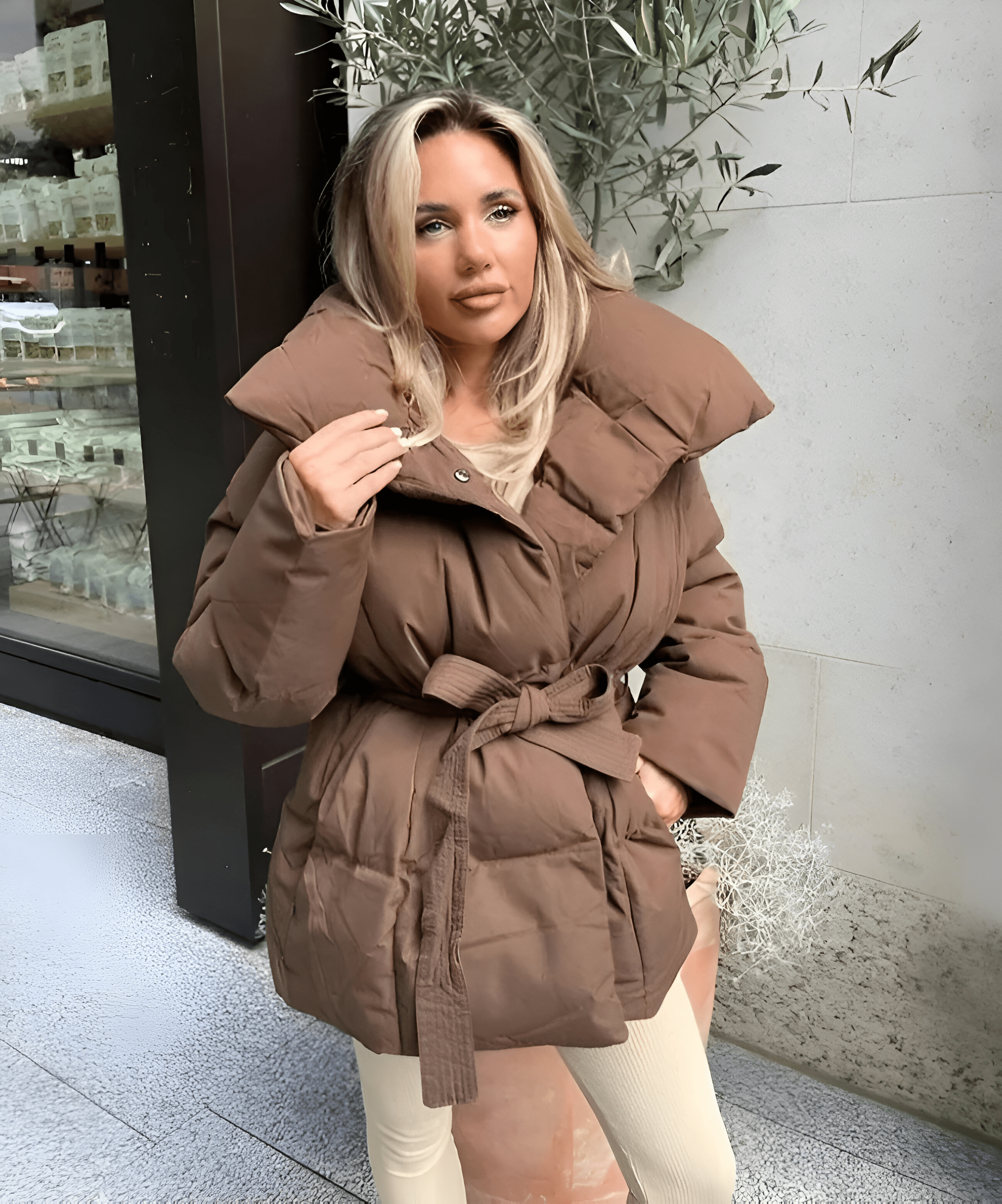 Lavinque Jacket Marron / XS Doudoune Ceinturée | Chaude & Élégante | Hiver Tendance