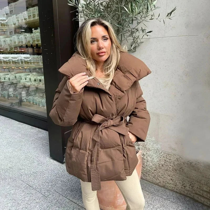 Lavinque Jacket Marron / XS Doudoune Ceinturée | Ultra-Chaude & Élégante | Hiver Chic