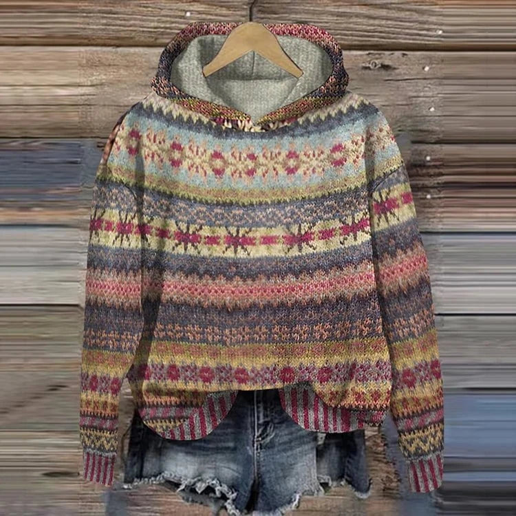Lavinque Jacket Marron / XS Sweat à Capuche Bohème | Motifs Ethniques | Chaleur et Confort