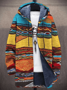 Lavinque Jacket Multicolore / M Manteau à Capuche en Polaire | Design Artistique Chat | Chaleur & Style Unique