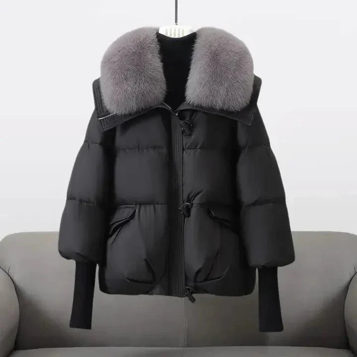 Lavinque Jacket Noir / M Doudoune Hiver Luxe | Col en Fourrure | Chaude et Élégante