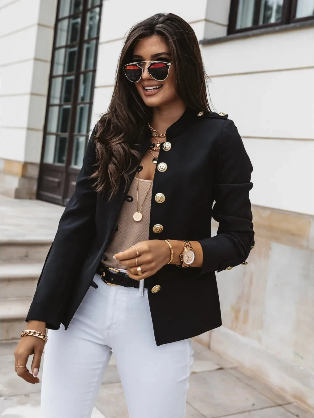 Lavinque Jacket Noir / S Blazer Militaire Chic | Élégant | Structuré et Tendance