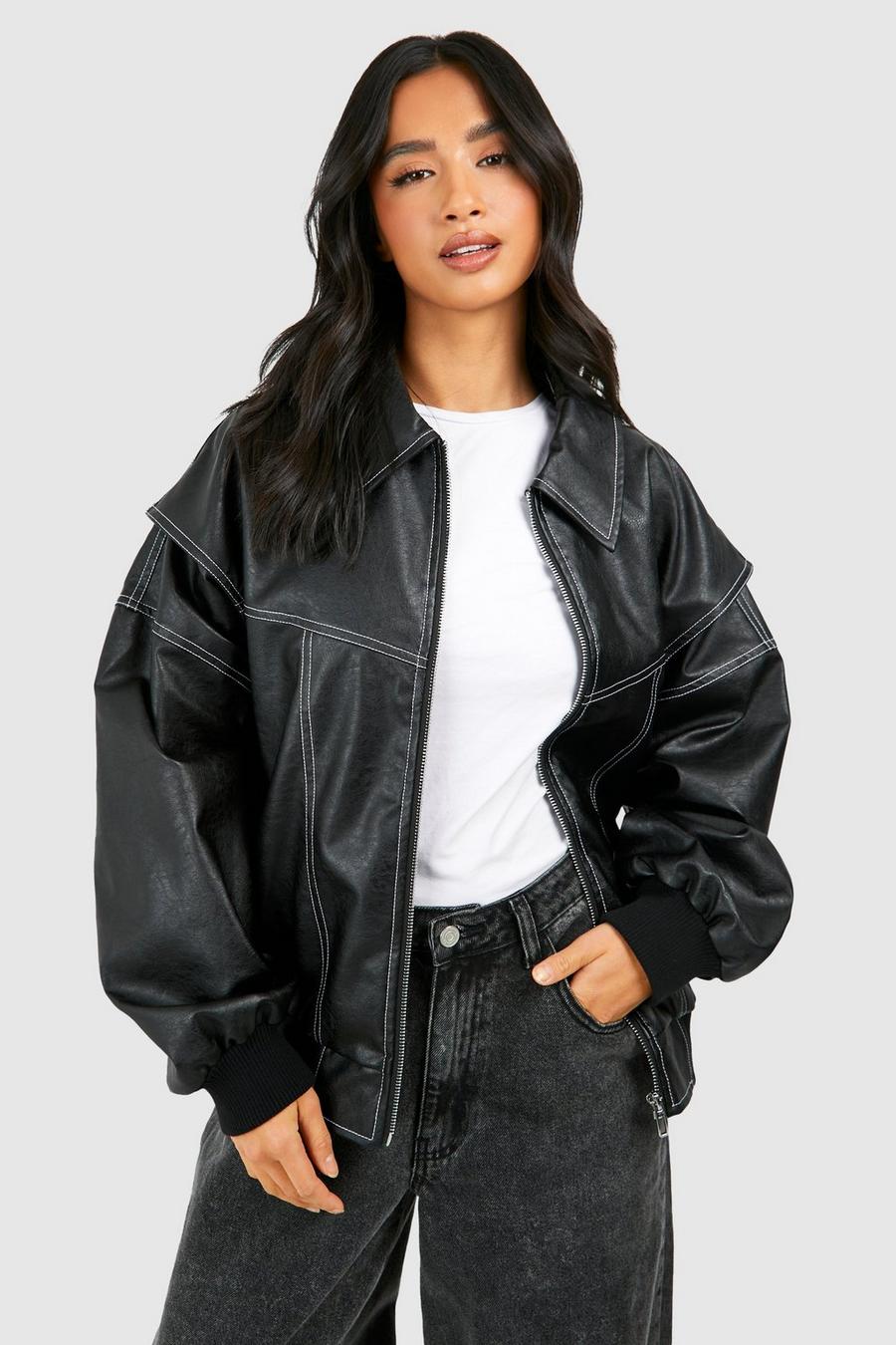 Lavinque Jacket Noir / S Blouson Oversize en Similicuir | Streetwear | Style et Audace