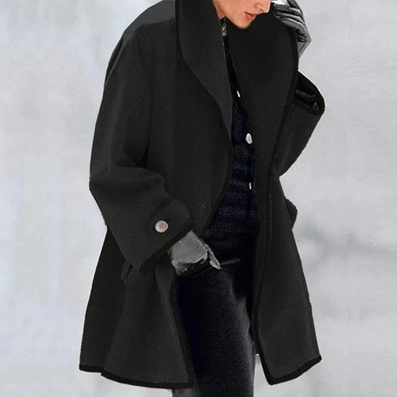Lavinque Jacket Noir / S Manteau Élégant à Bordures Contrastées | Chic & Chaleur | Idéal pour l’Hiver