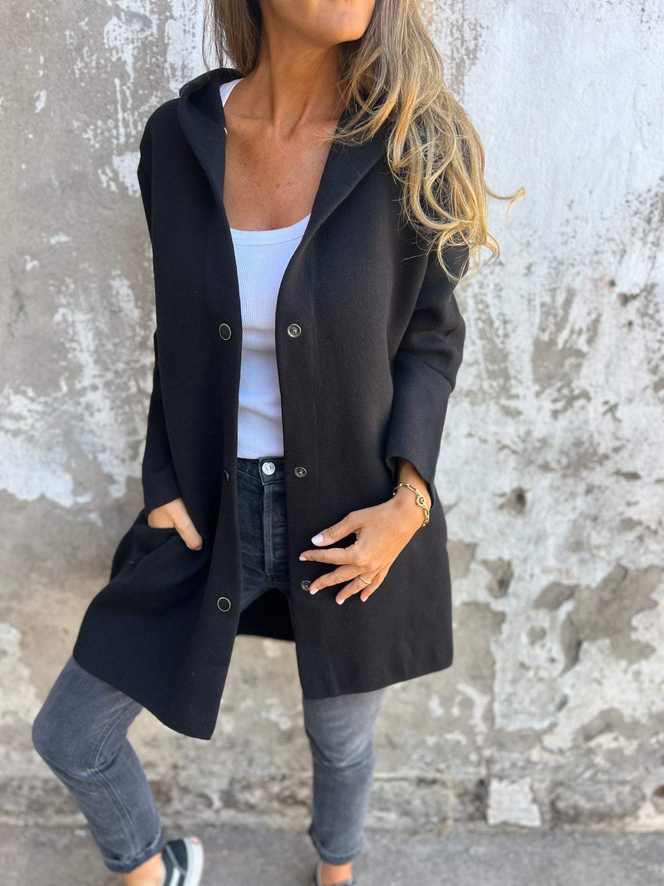 Lavinque Jacket Noir / S Manteau Long à Capuche | Élégance Décontractée | Confort & Chaleur