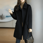 Lavinque Jacket Noir / S Manteau Long Classique | Laine & Polyester | Chic et Intemporel