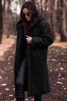 Lavinque Jacket Noir / S Manteau Long Femme | Effet Mouton & Chaleur | Élégance Hivernale
