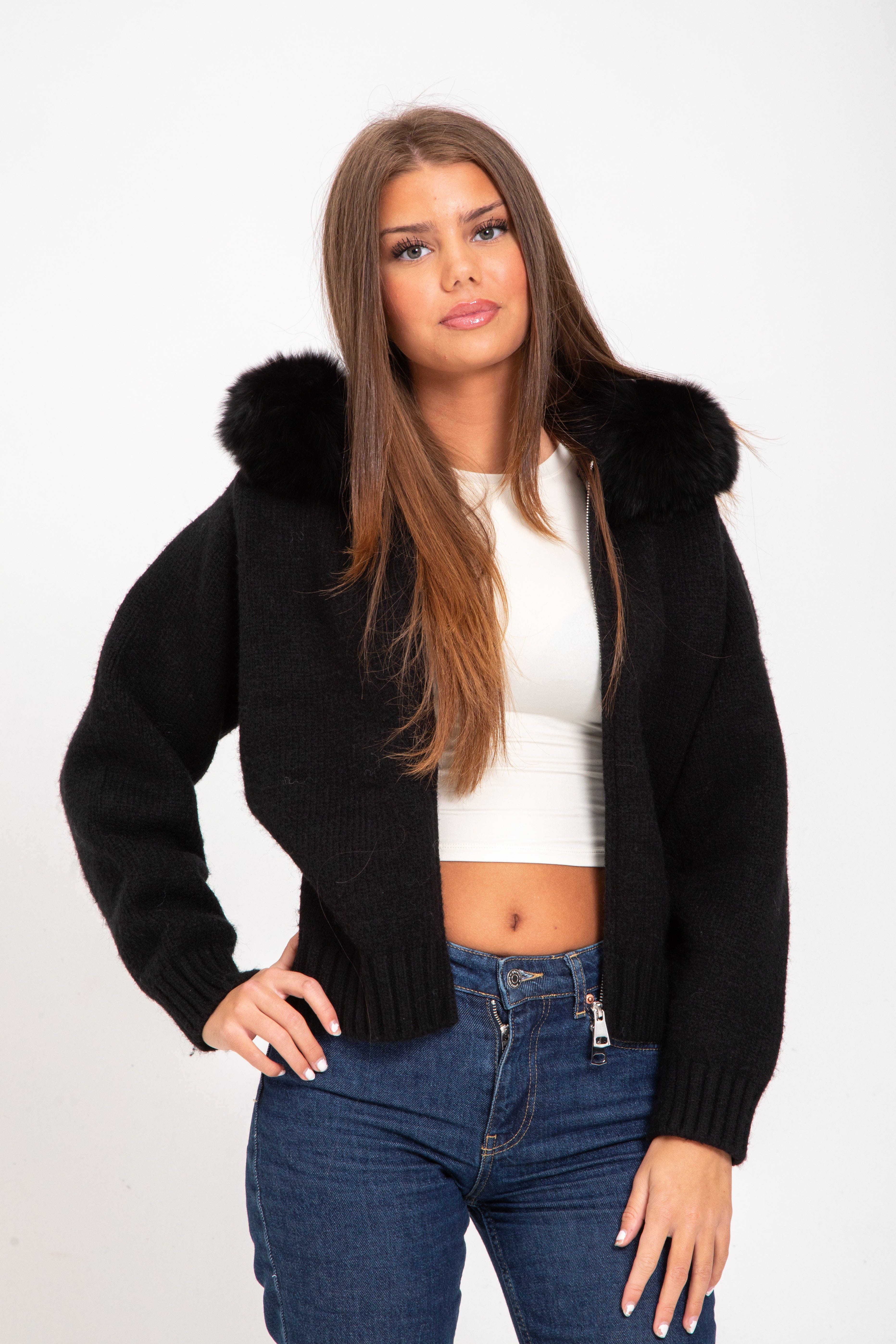 Lavinque Jacket Noir / S Veste à Capuche avec Fausse Fourrure | Élégance | Chaleur et Confort
