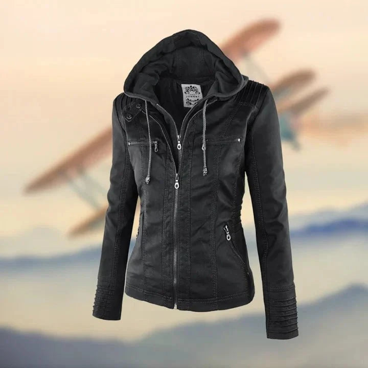 Lavinque Jacket Noir / S Veste Aviateur en Similicuir | Style Vintage | Élégance et Caractère
