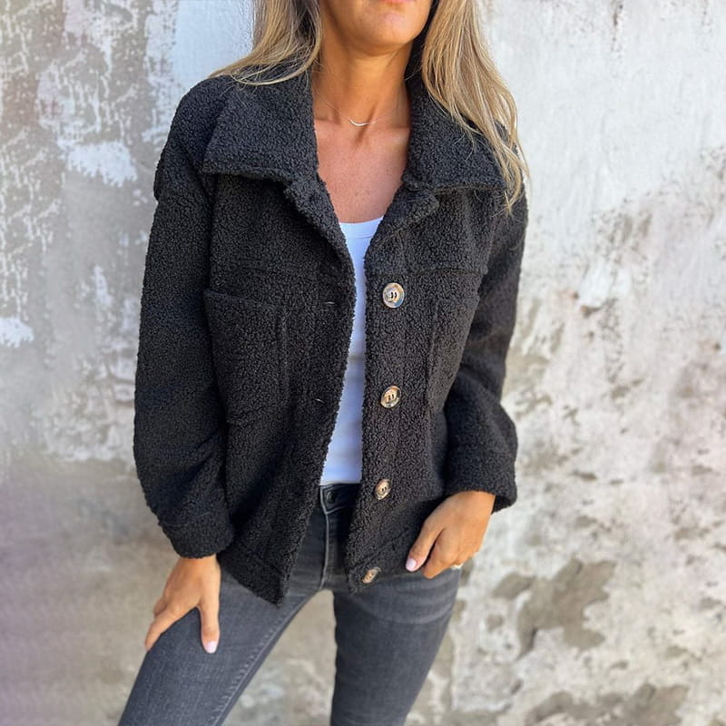 Lavinque Jacket Noir / S Veste Femme | Effet Mouton & Douceur | Chaleur et Style Décontracté