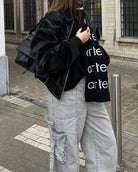 Lavinque Jacket Noir / S Veste Oversize Femme | Effet Cuir & Style Urbain | Look Tendance