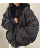 Lavinque Jacket Noir / S Veste Oversize Hiver | Doublée en Fourrure | Chaude et Tendance