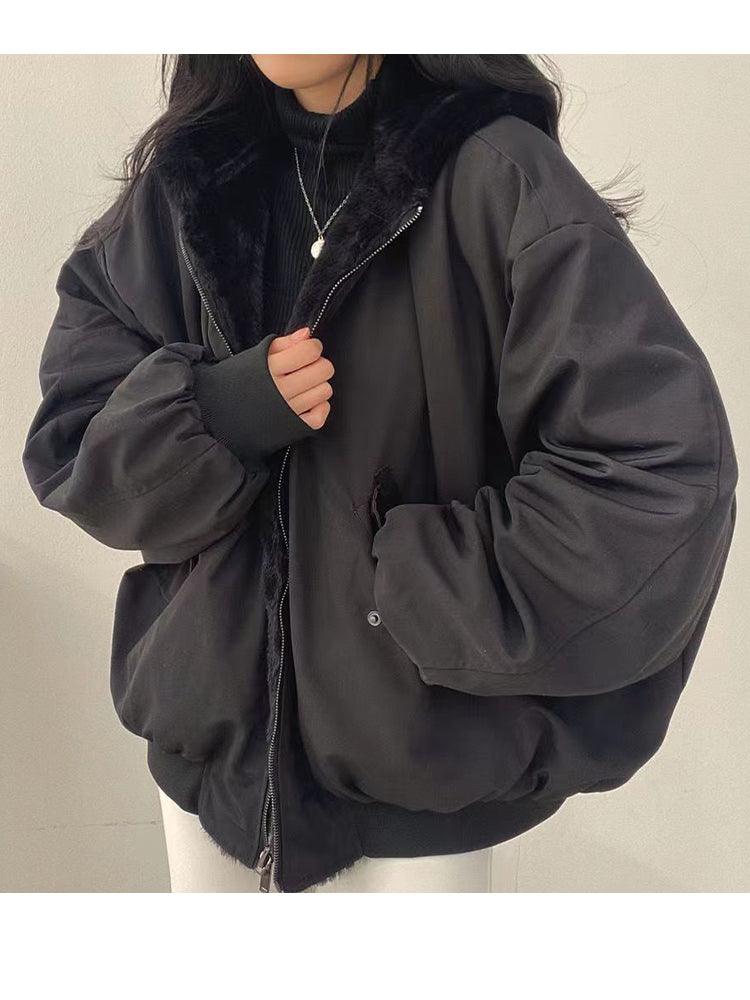 Lavinque Jacket Noir / S Veste Oversize Hiver | Doublée en Fourrure | Chaude et Tendance