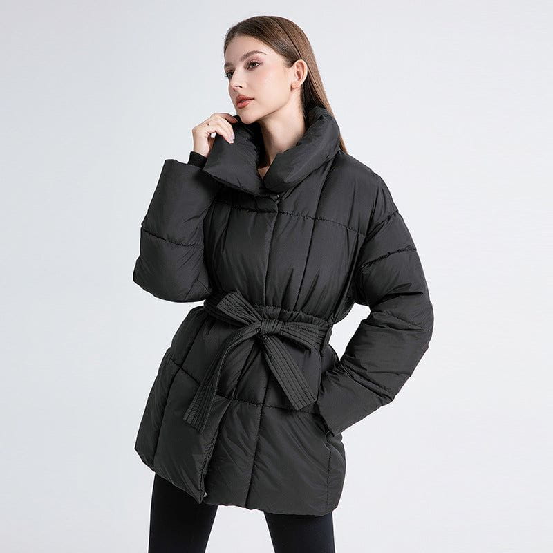 Lavinque Jacket Noir / XS Doudoune Ceinturée Hiver | Col Haut | Chaude et Élégante