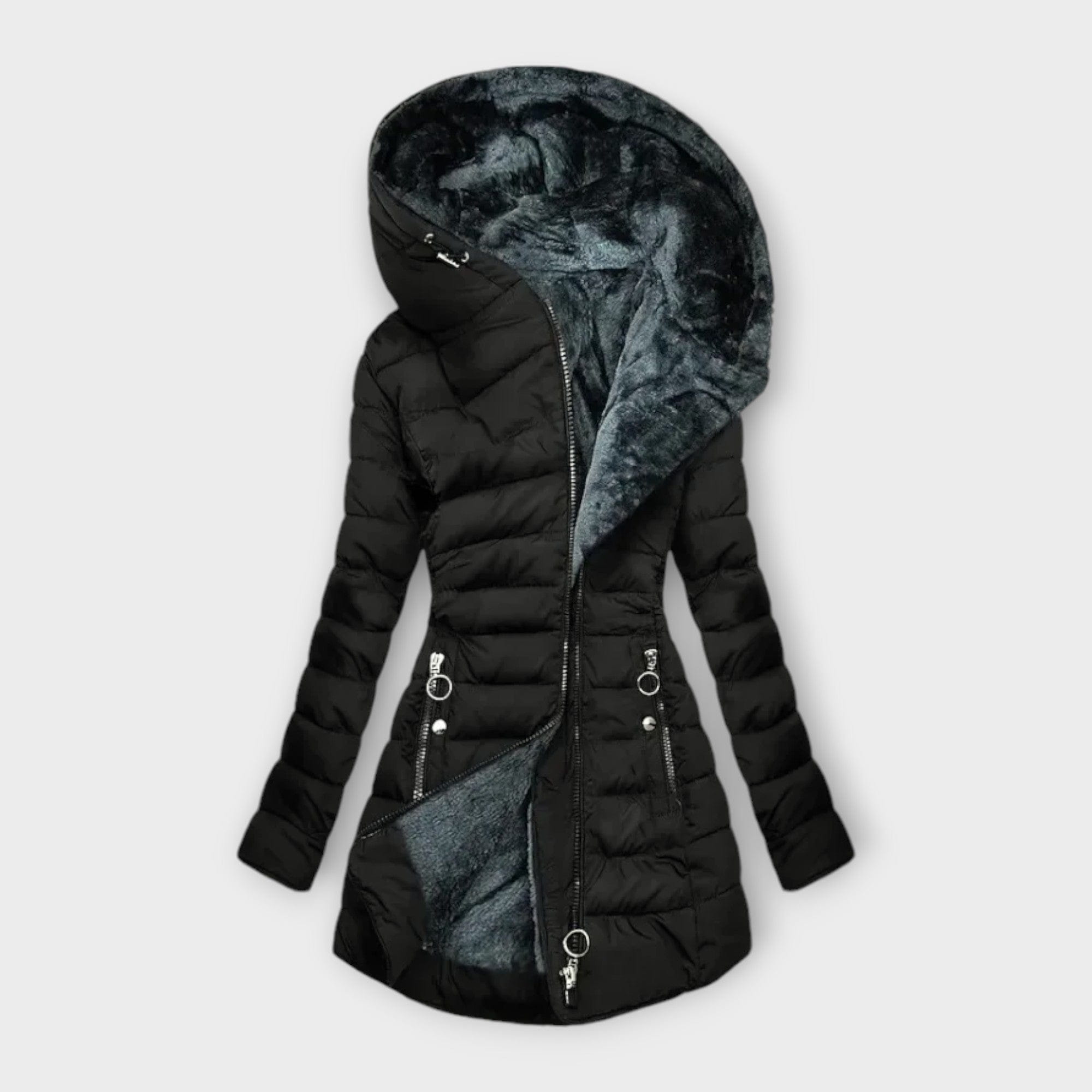 Lavinque Jacket Noir / XS Doudoune Longue avec Doublure Fourrure | Ultra-Chaude & Élégante | Hiver Confortable