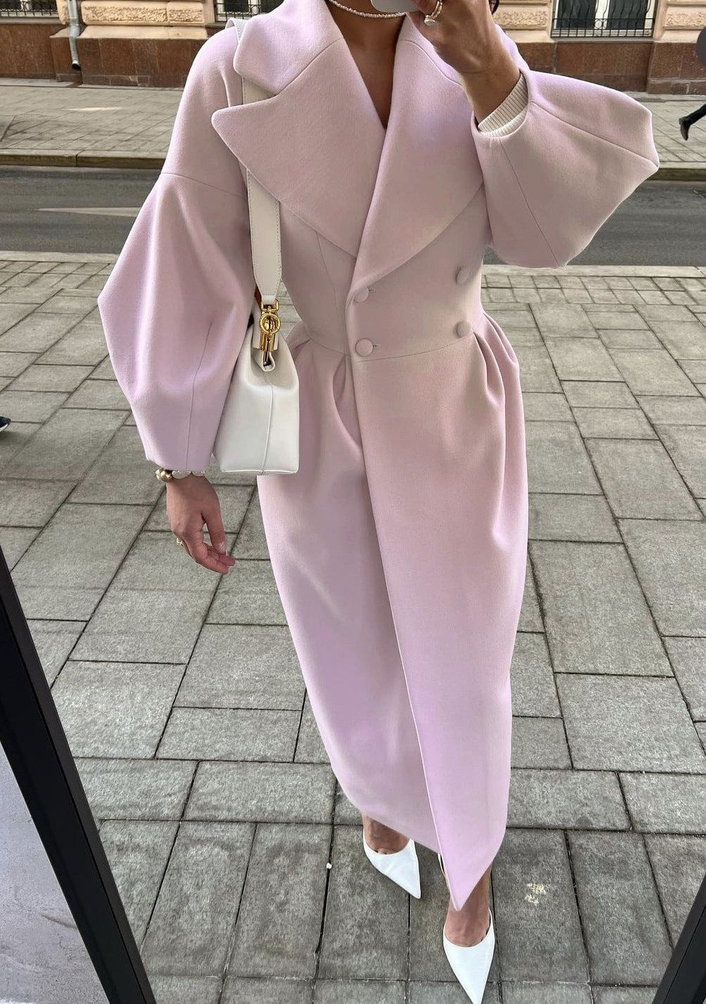 Lavinque Jacket Rose / S Manteau Long Élégant Ceinturé | Chic | Chaleur et Raffinement